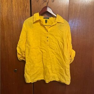 Women’s Lauren Ralph Lauren Sunlit Yellow Linen Tunic Shirt Shirt size 1X